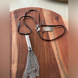 NWT Chico’s Kate Silver Toned Tassel Statement Necklace